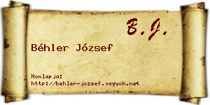 Béhler József névjegykártya